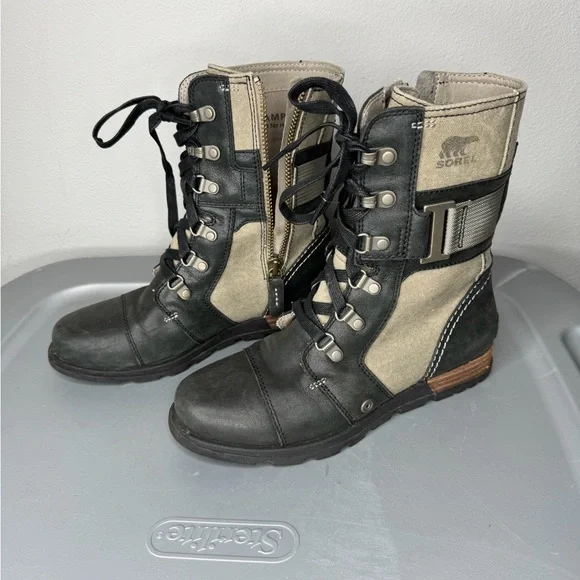 Sorel Major Carly Leather Wool Side Zip Lace Up Combat Boots (Women’s Size 6) - Picture 3 of 5